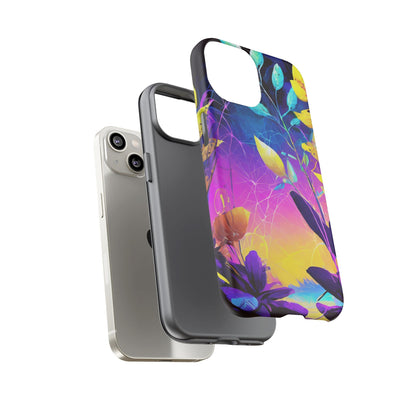 Artistic Vibrant Neon Floral Leaf Tough Phone Case