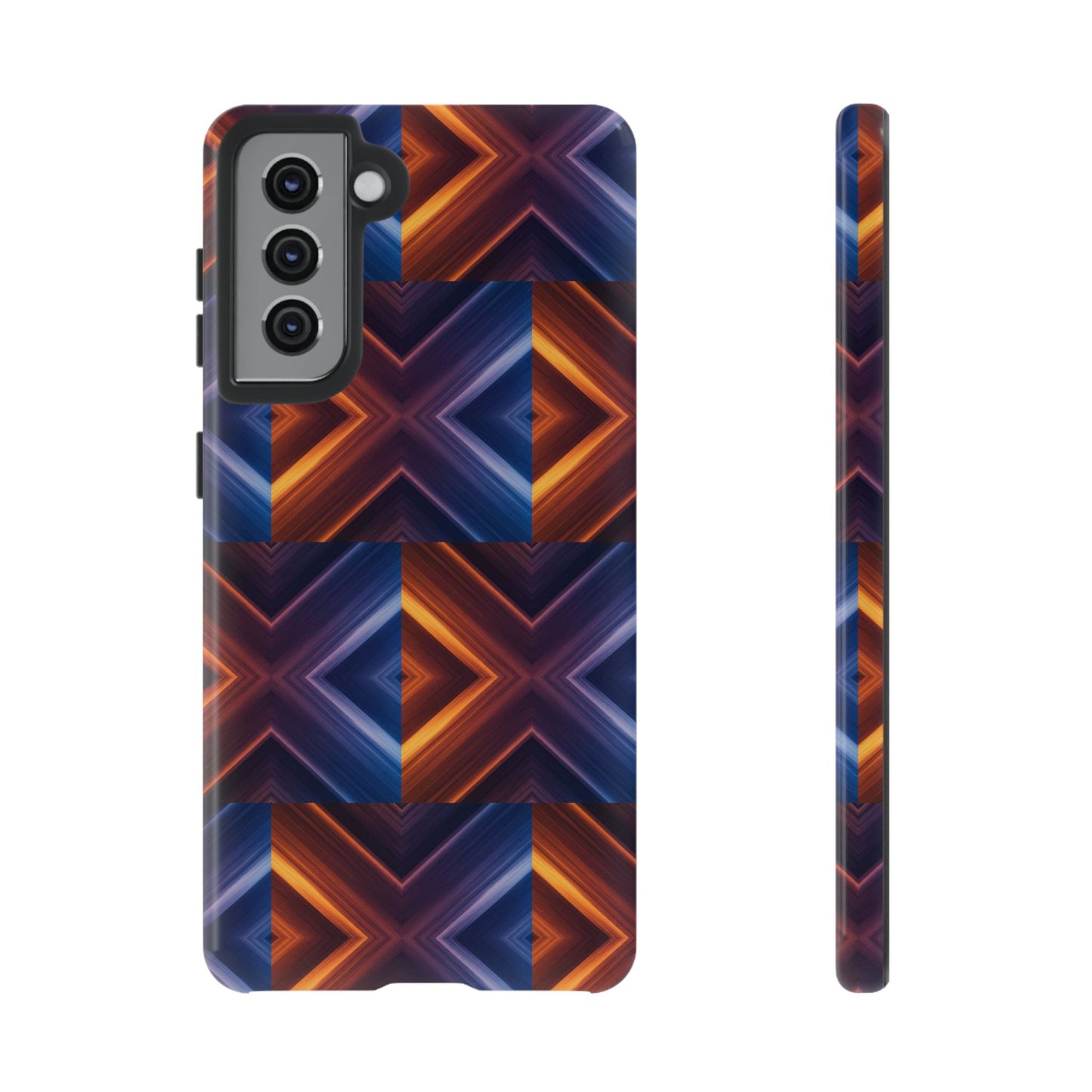 Stylish Tough Phone Case With Blue & Orange Abstract Design