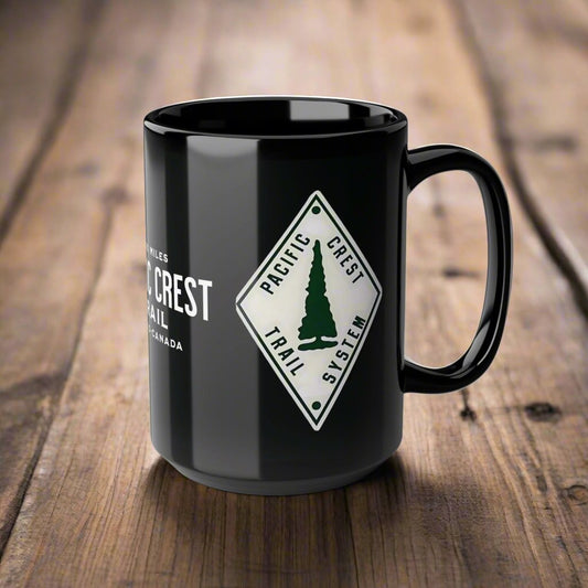 Pacific Crest Trail Classic Marker Black Mug 11oz, 15oz PCT Mexico to Canada Map Hiking Hike Inspired Drinkware