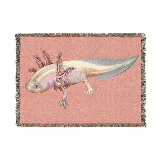 Axolotl Woven Cotton Fringe Throw Blanket