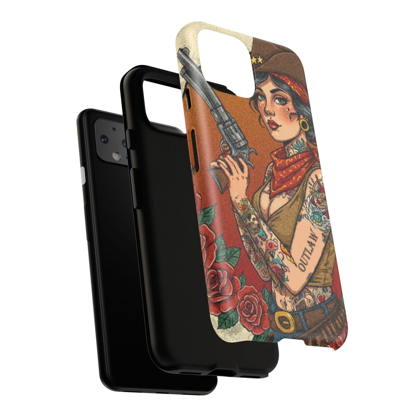 Vintage Western Tough Phone Case with Outlaw Design