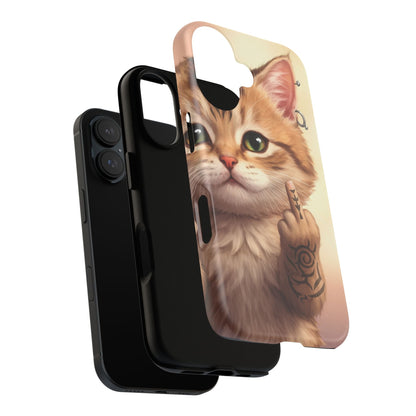 Evil Kitty Giving the Bird Tough Phone Case