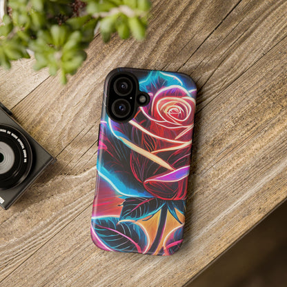 Artistic Neon Rose Tough Phone Case