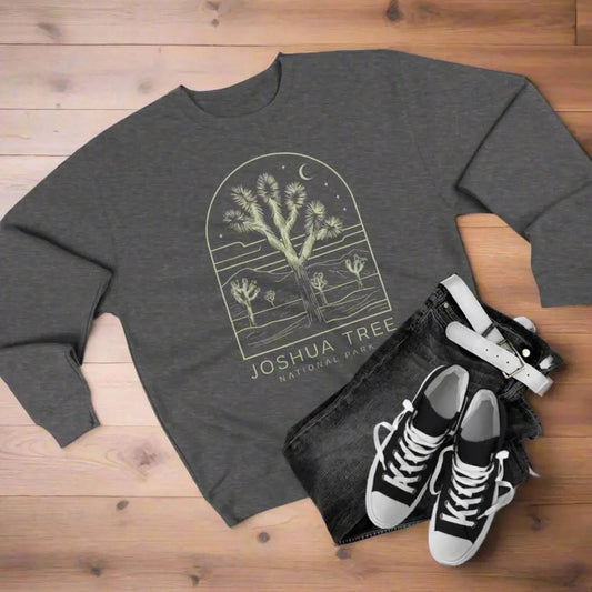 Joshua Tree National Park Unisex Fit Crewneck Sweatshirt Twilight Line Art