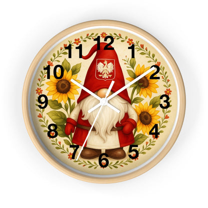 Polish Sunflower Gnome Wall Clock