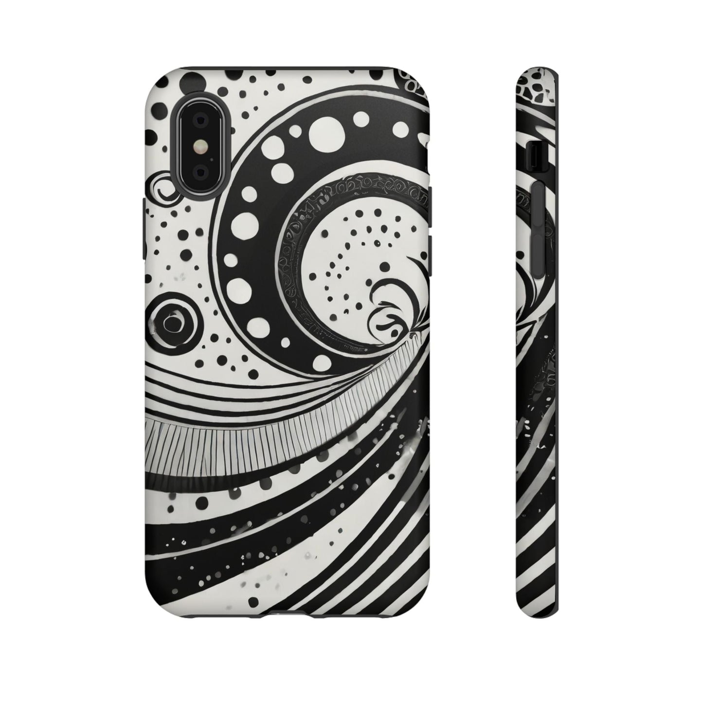Artistic Black & White Swirl Tough Phone Case