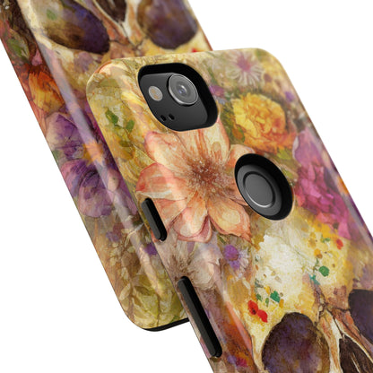 Unique Floral Skull Tough Phone Case