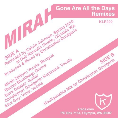Mirah - Gone Are All The Days [12" Vinyl]
