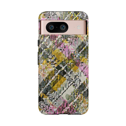 Purple Plaid Floral Artistic Tough Phone Case