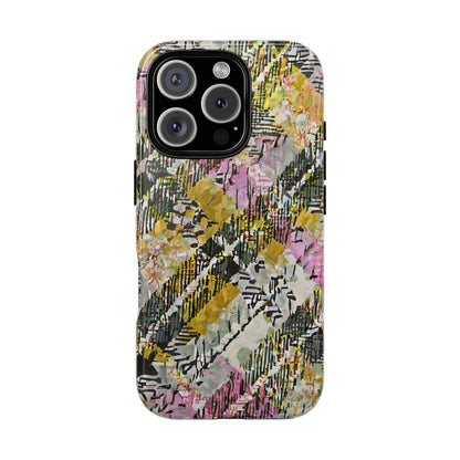 Purple Plaid Floral Artistic Tough Phone Case