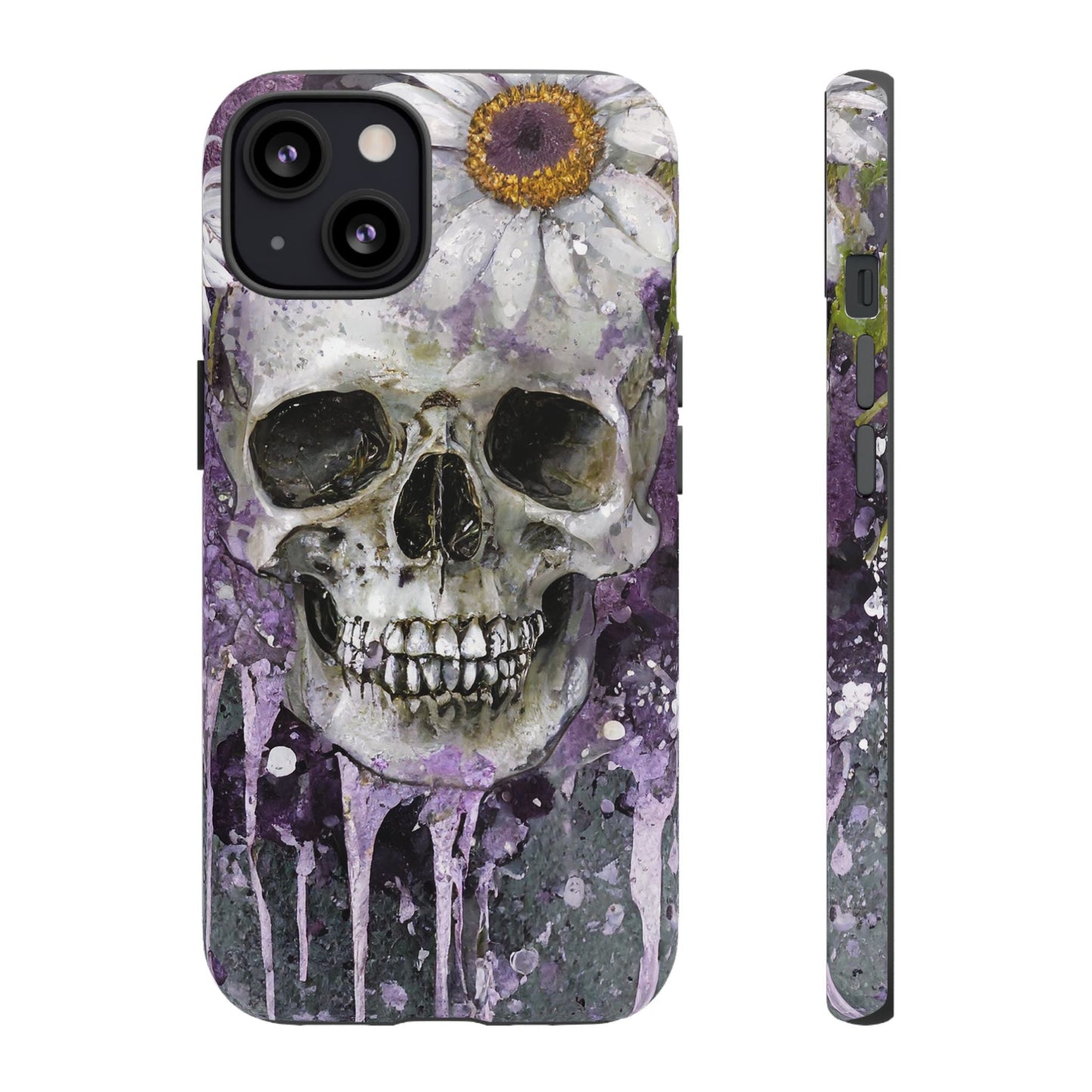 Plum Skull and Daisy Tough Phone Case