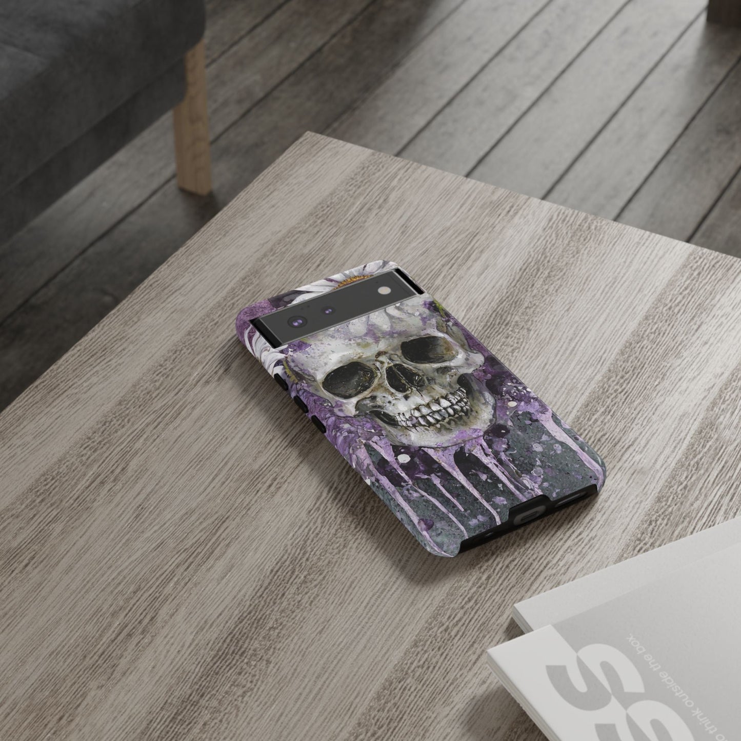 Plum Skull and Daisy Tough Phone Case