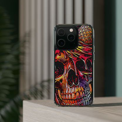 Neon Ice Cream Skull Clear Phone Case