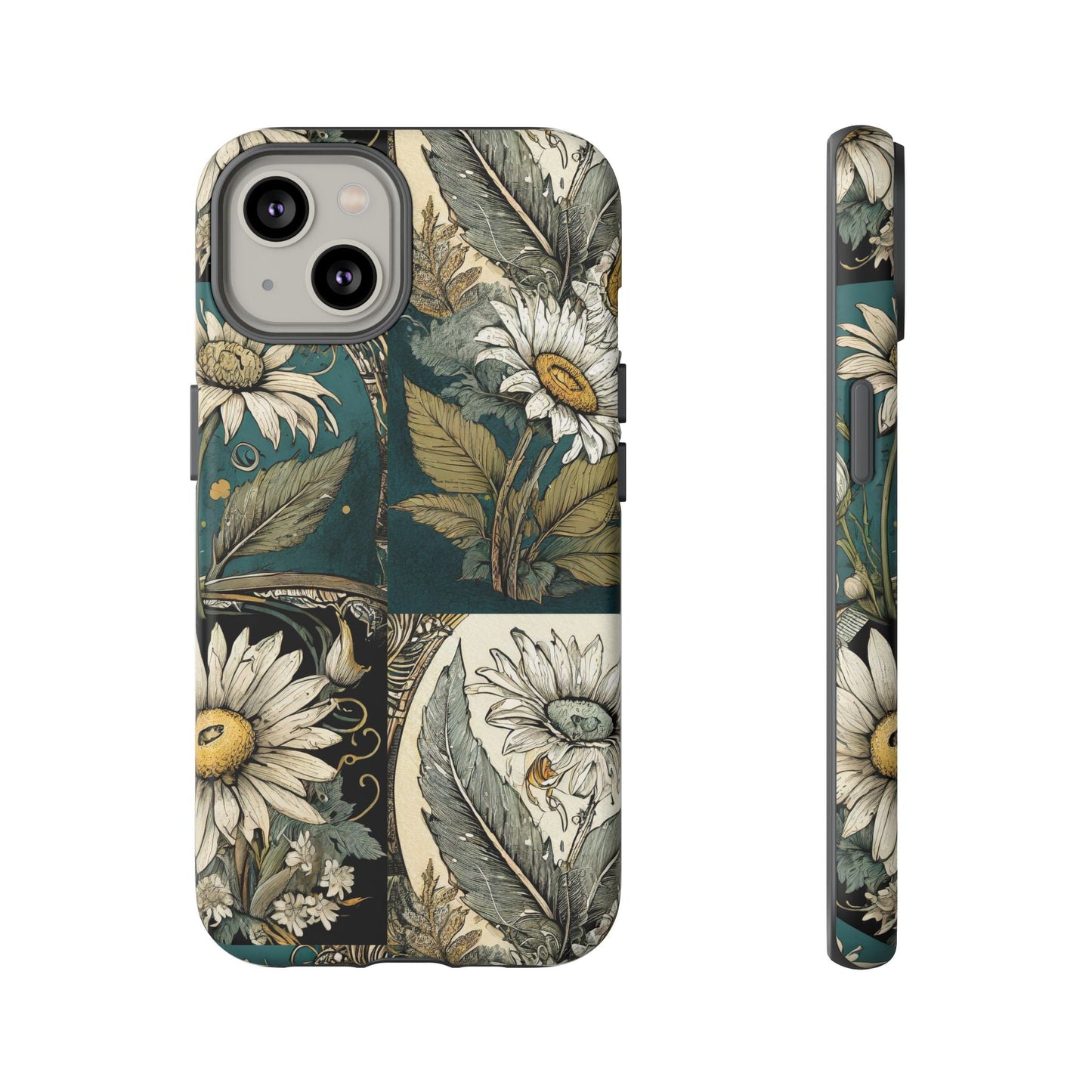 Abstract Teal Daisy Tough Phone Case