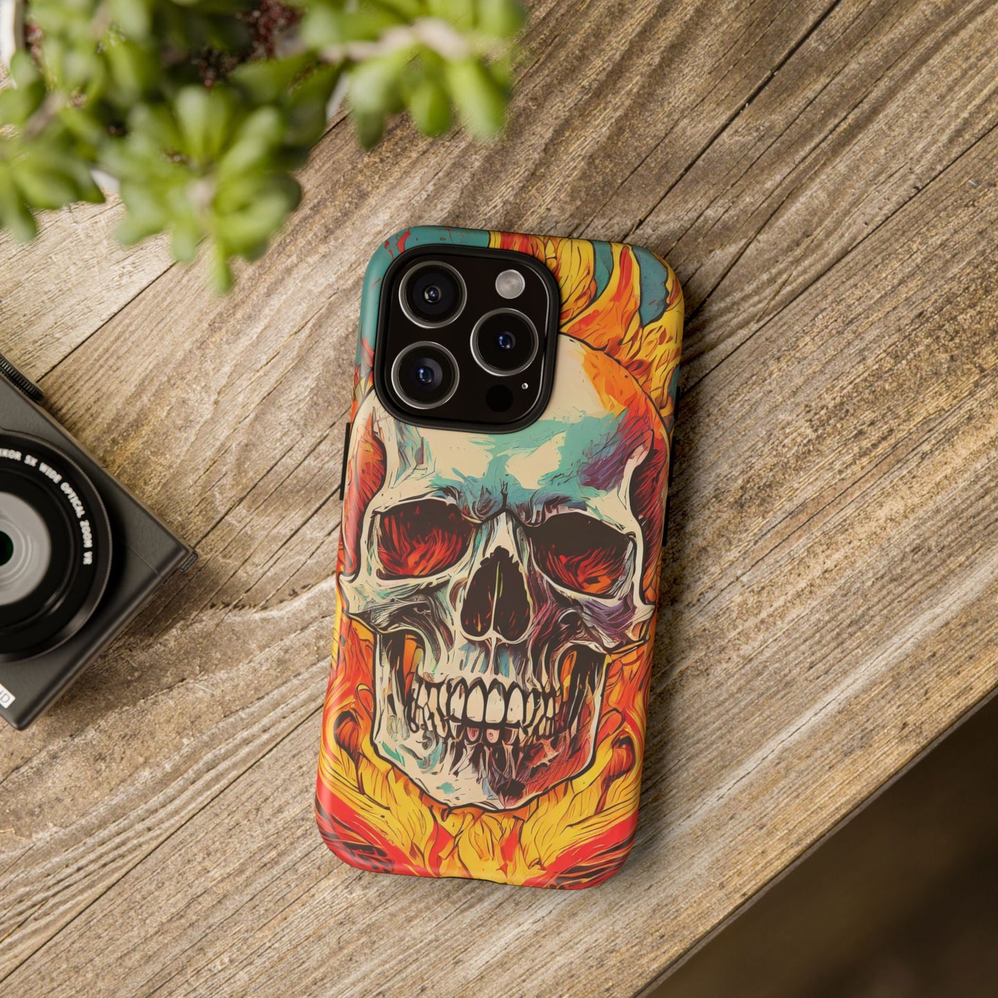 Flaming Skull Tough Phone Case