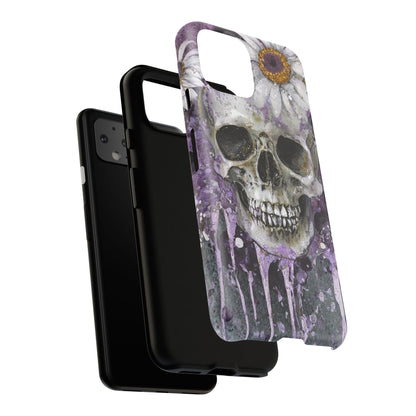 Plum Skull and Daisy Tough Phone Case