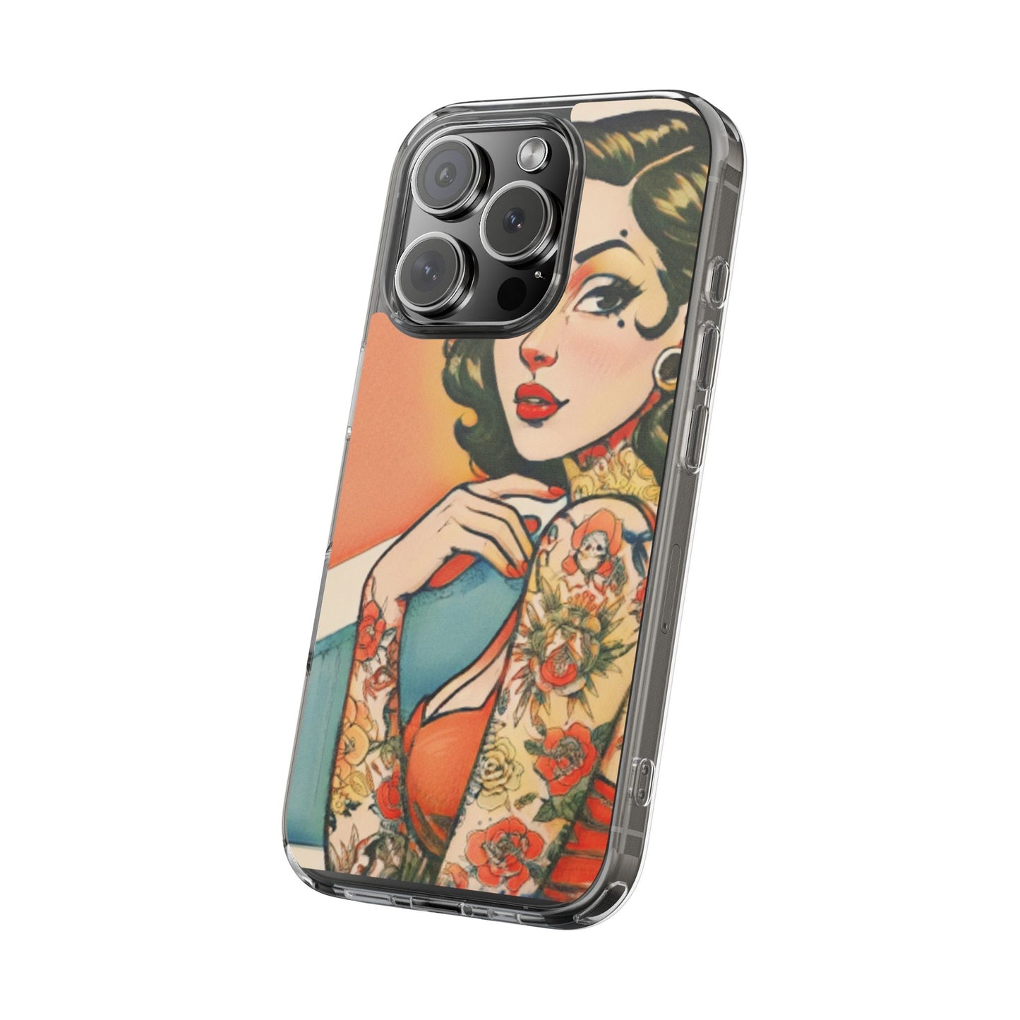 Retro Pin Up Clear Phone Case