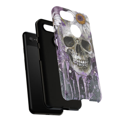 Plum Skull and Daisy Tough Phone Case