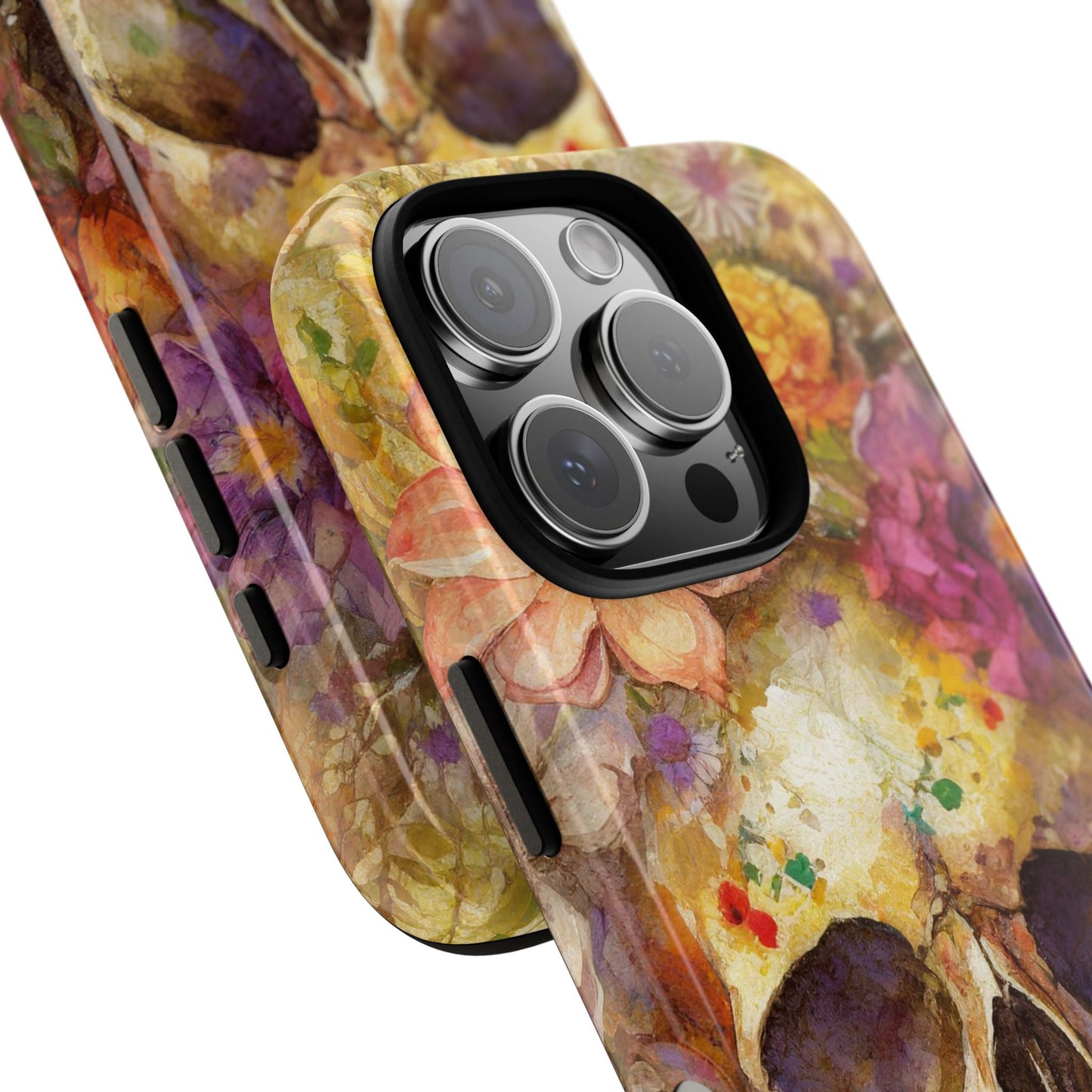 Unique Floral Skull Tough Phone Case