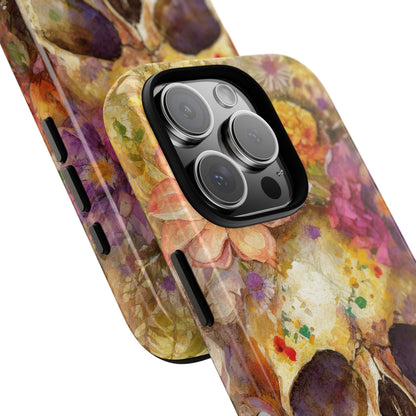 Unique Floral Skull Tough Phone Case