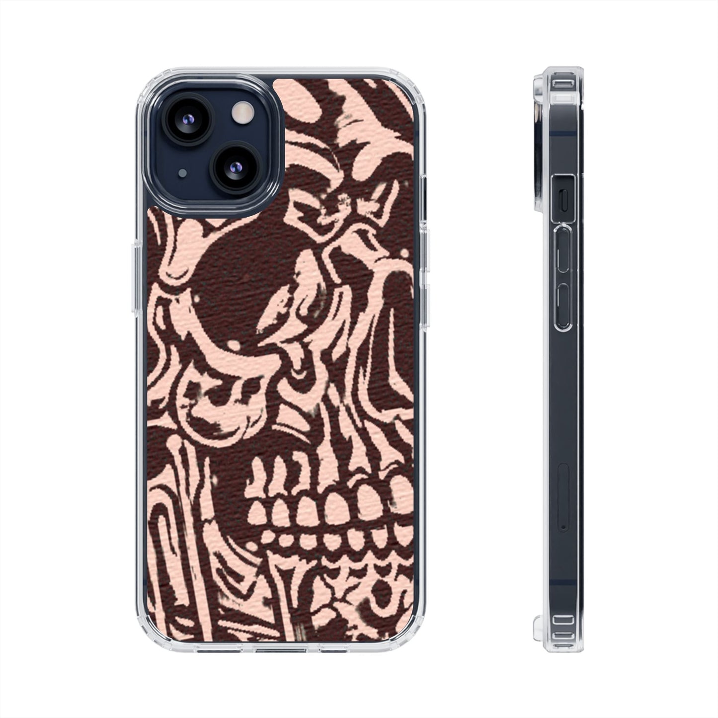 Gothic Abstract Skull Clear Phone Case