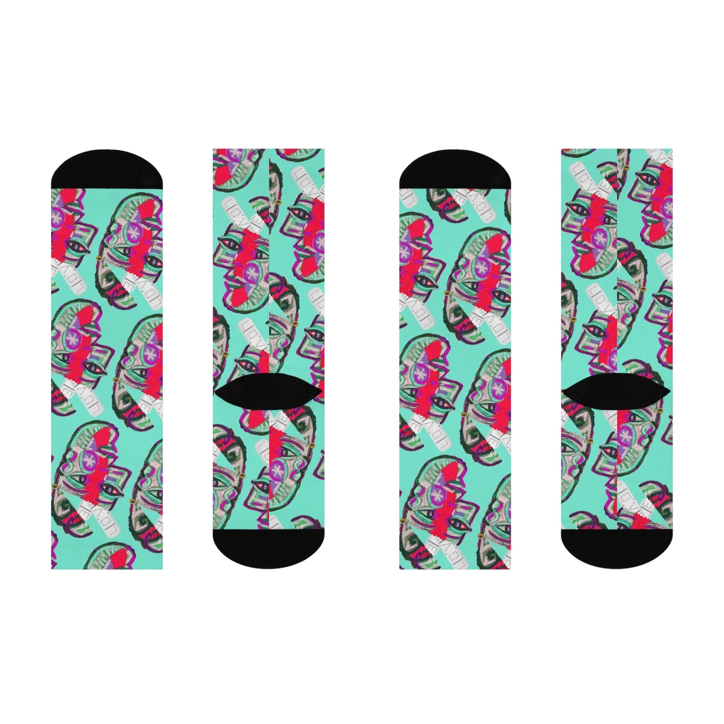 LOVE PILL Cushioned Crew Socks Teal Froth
