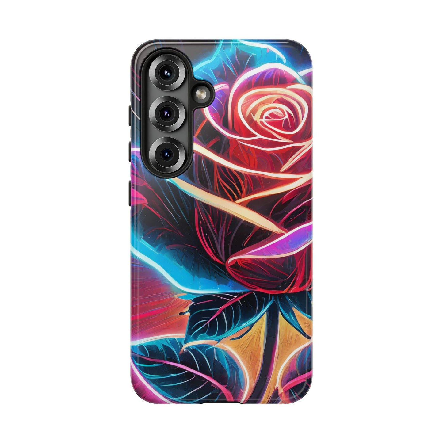 Artistic Neon Rose Tough Phone Case