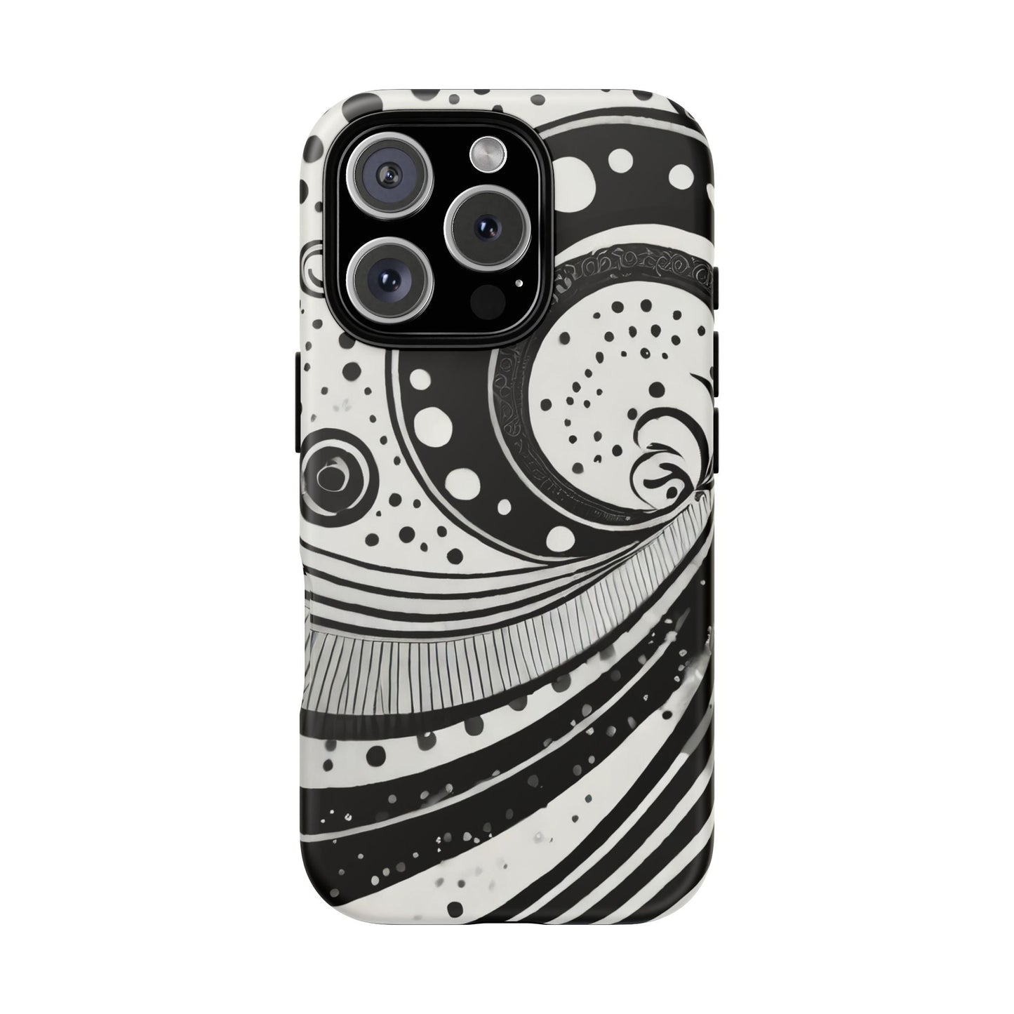 Artistic Black & White Swirl Tough Phone Case