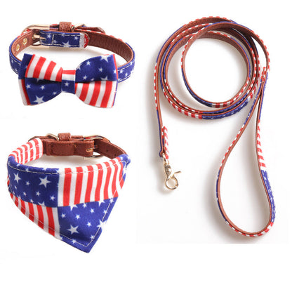 3-Piece Dog Collar Set – Patriotic Stars & Stripes Design