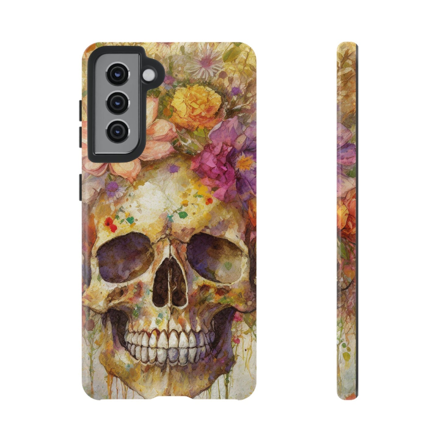 Unique Floral Skull Tough Phone Case