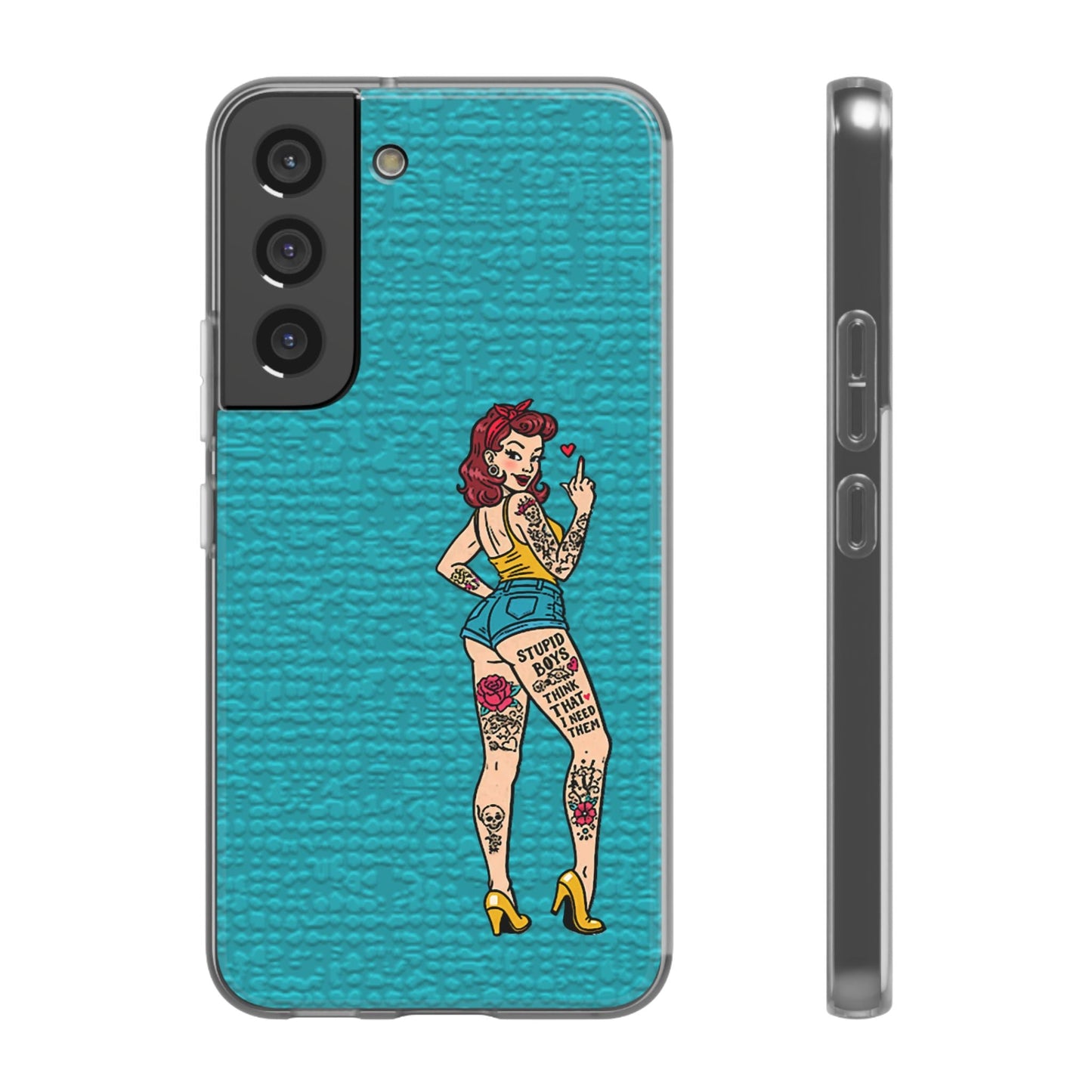 Sassy Pin-Up Stupid Boys Teal Flexi Phone Case