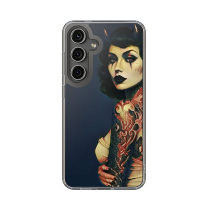 Gothic Devilish Tattooed Beauty Clear Phone Case