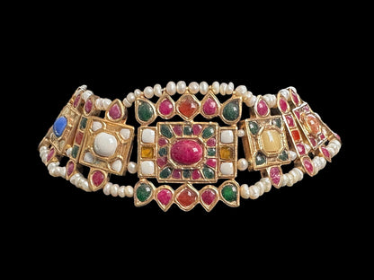 BR471 Naheed navratan bridal set with fresh water pearls and gemstones ( READY TO SHIP )