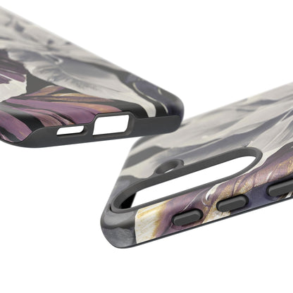 White & Plum Floral Tough Phone Case