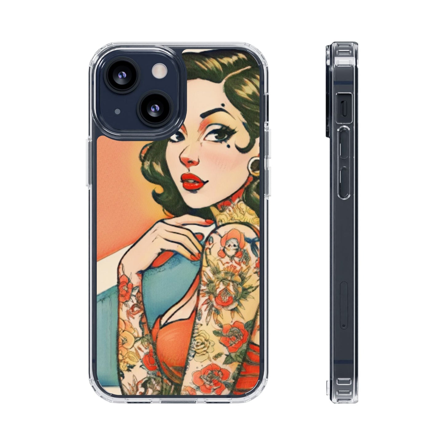 Retro Pin Up Clear Phone Case