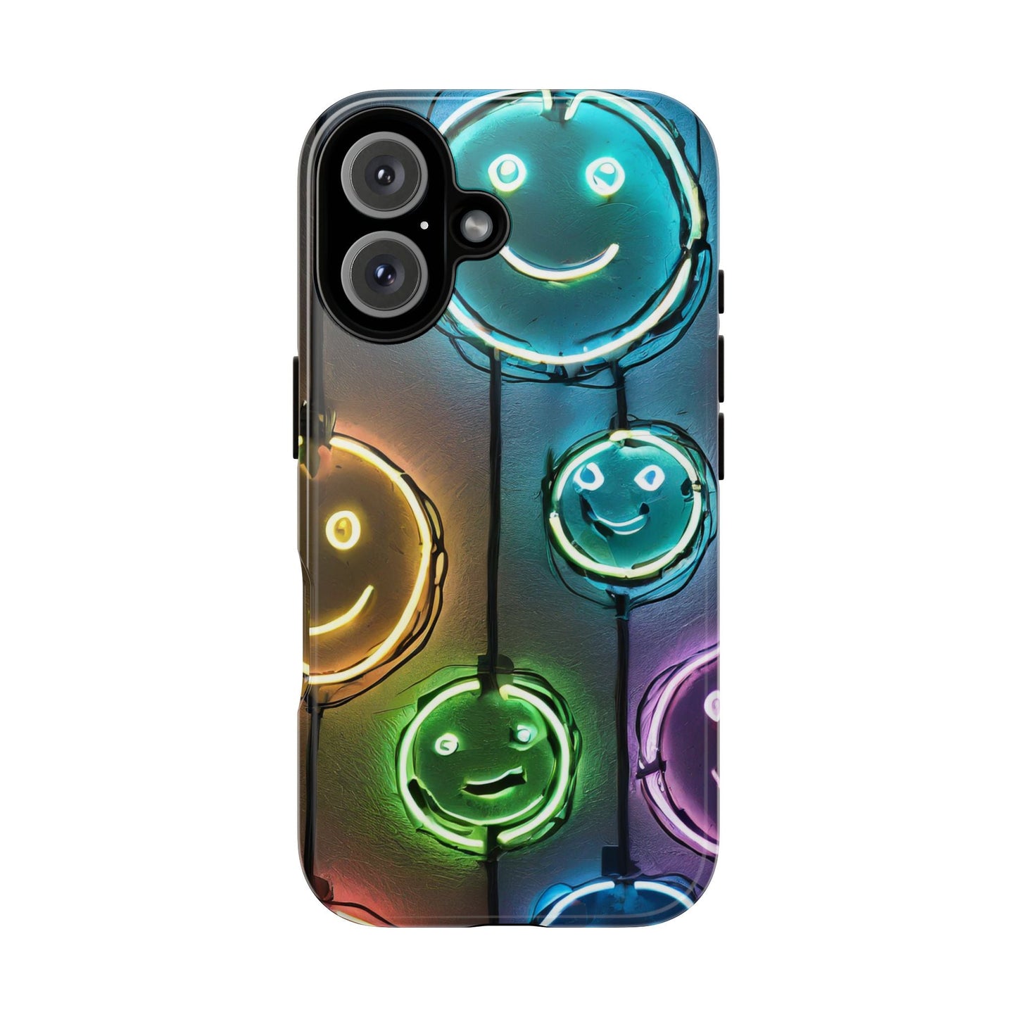 Colorful Neon Smiley Face Phone Case - Tough & Stylish Protection