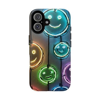 Colorful Neon Smiley Face Phone Case - Tough & Stylish Protection