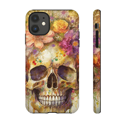 Unique Floral Skull Tough Phone Case