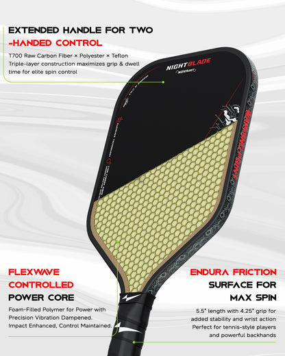 NightBlade Pickleball Paddle 16 mm High Performance Carbon Fiber Face