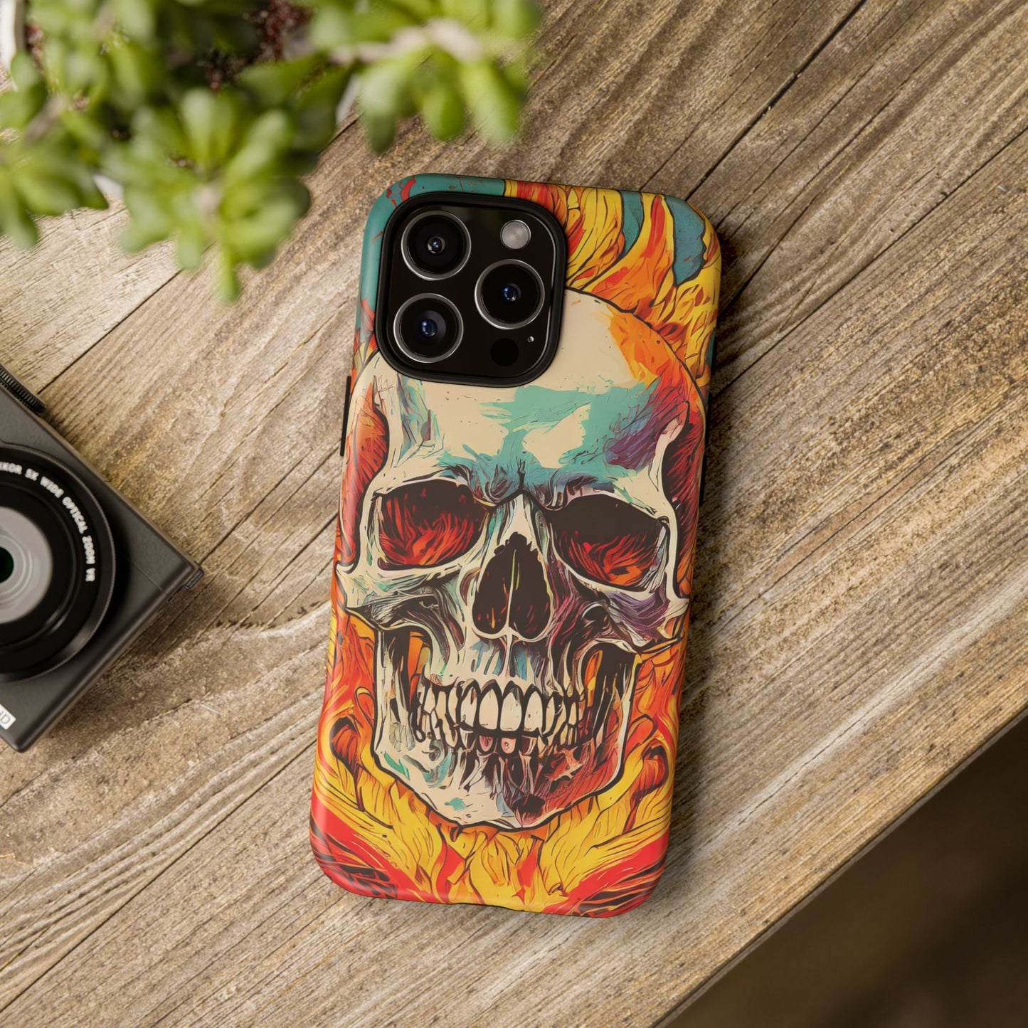 Flaming Skull Tough Phone Case