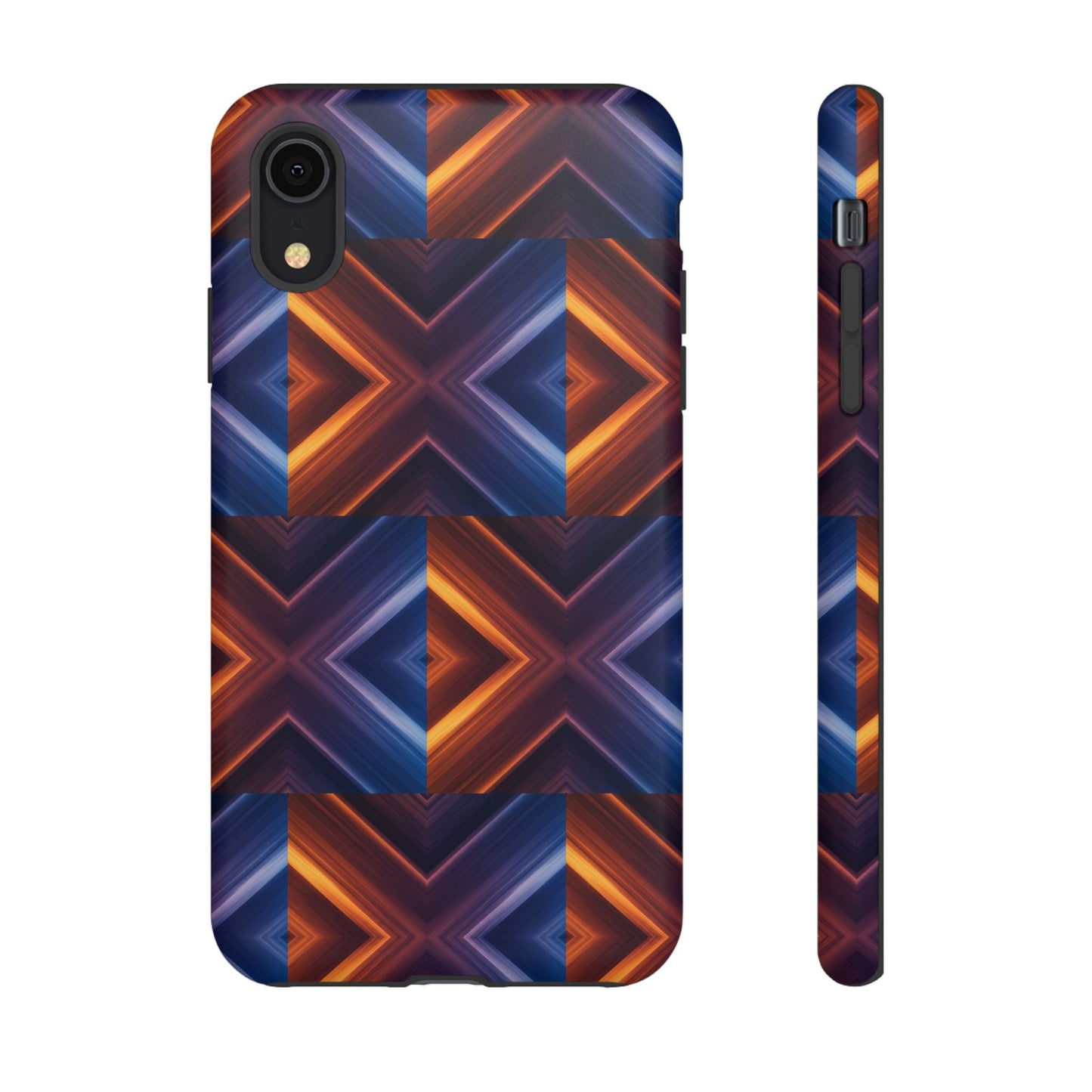 Stylish Tough Phone Case With Blue & Orange Abstract Design
