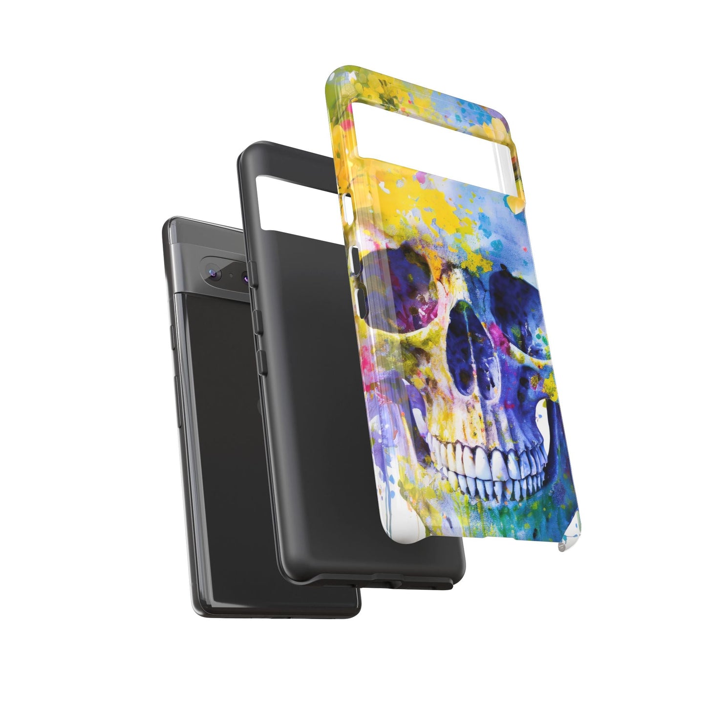 Vibrant Blue Floral Skull Tough Phone Case