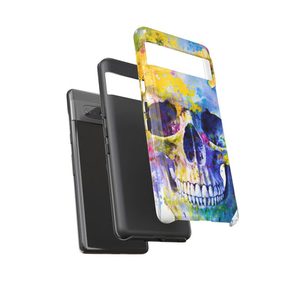 Vibrant Blue Floral Skull Tough Phone Case