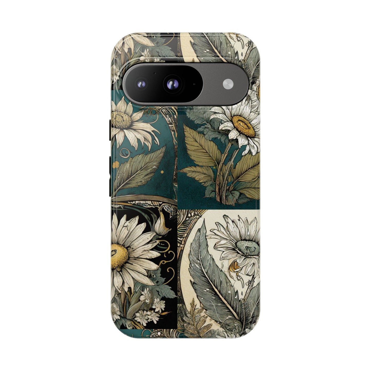 Abstract Teal Daisy Tough Phone Case
