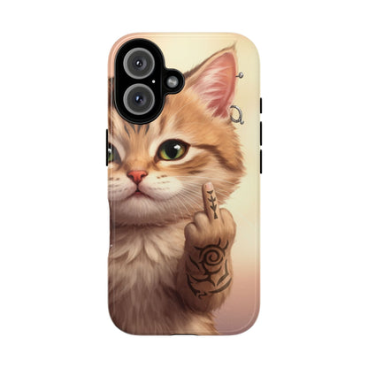 Evil Kitty Giving the Bird Tough Phone Case