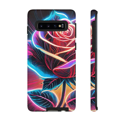 Artistic Neon Rose Tough Phone Case