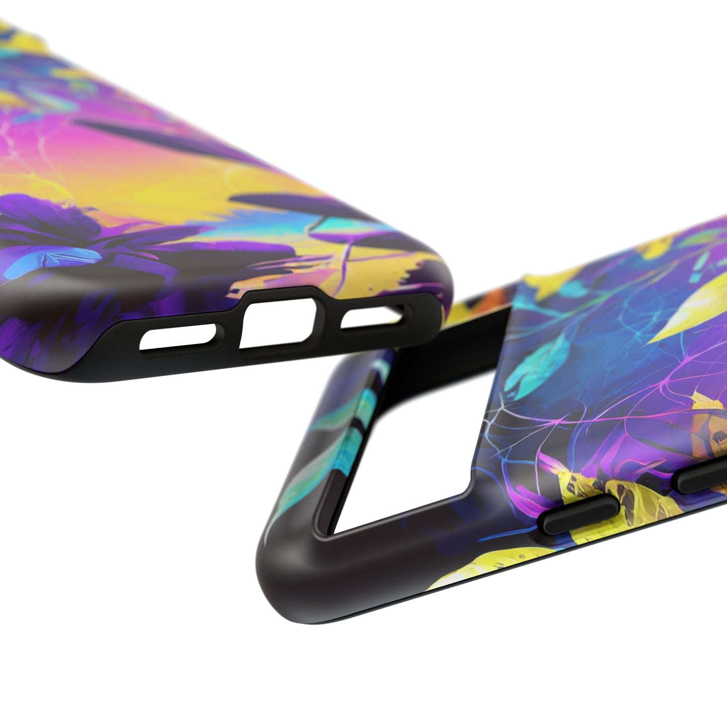 Artistic Vibrant Neon Floral Leaf Tough Phone Case