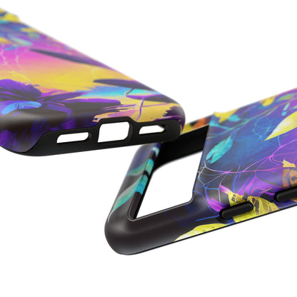 Artistic Vibrant Neon Floral Leaf Tough Phone Case