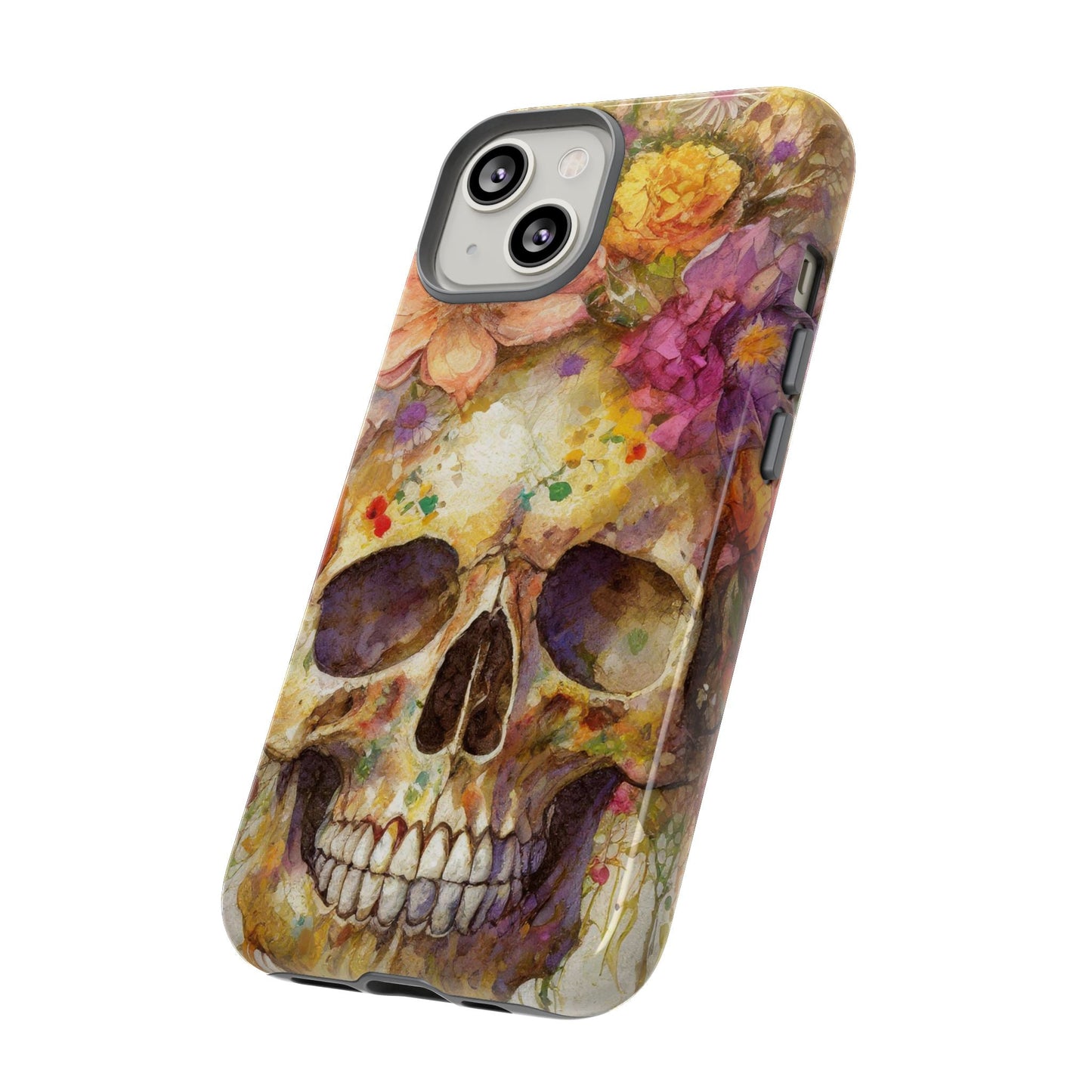 Unique Floral Skull Tough Phone Case