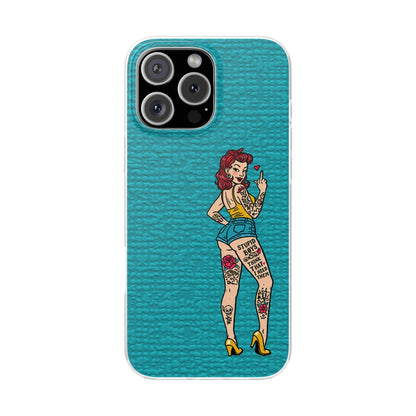 Sassy Pin-Up Stupid Boys Teal Flexi Phone Case